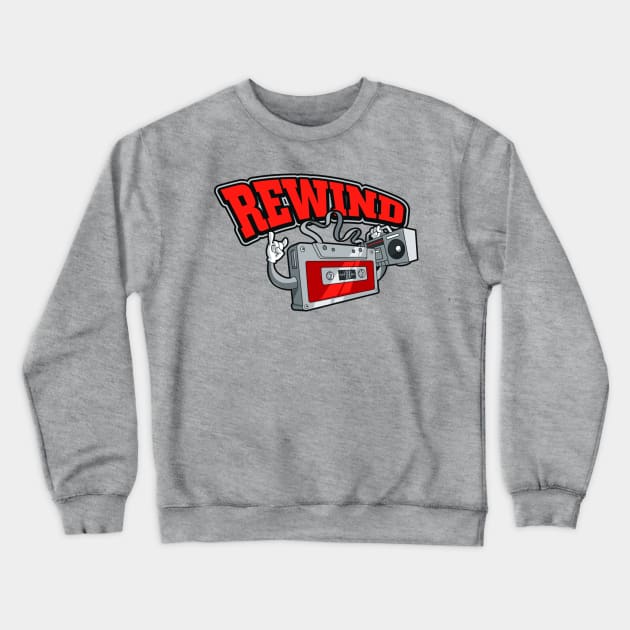 REWIND (80's Design) Crewneck Sweatshirt by Rewind Wear by Pressing Rewind